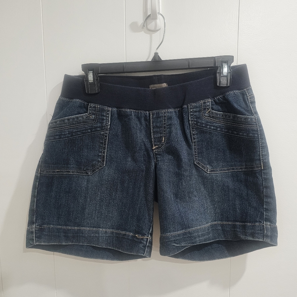 Thyme Maternity Dark Blue Denim Jean Shorts